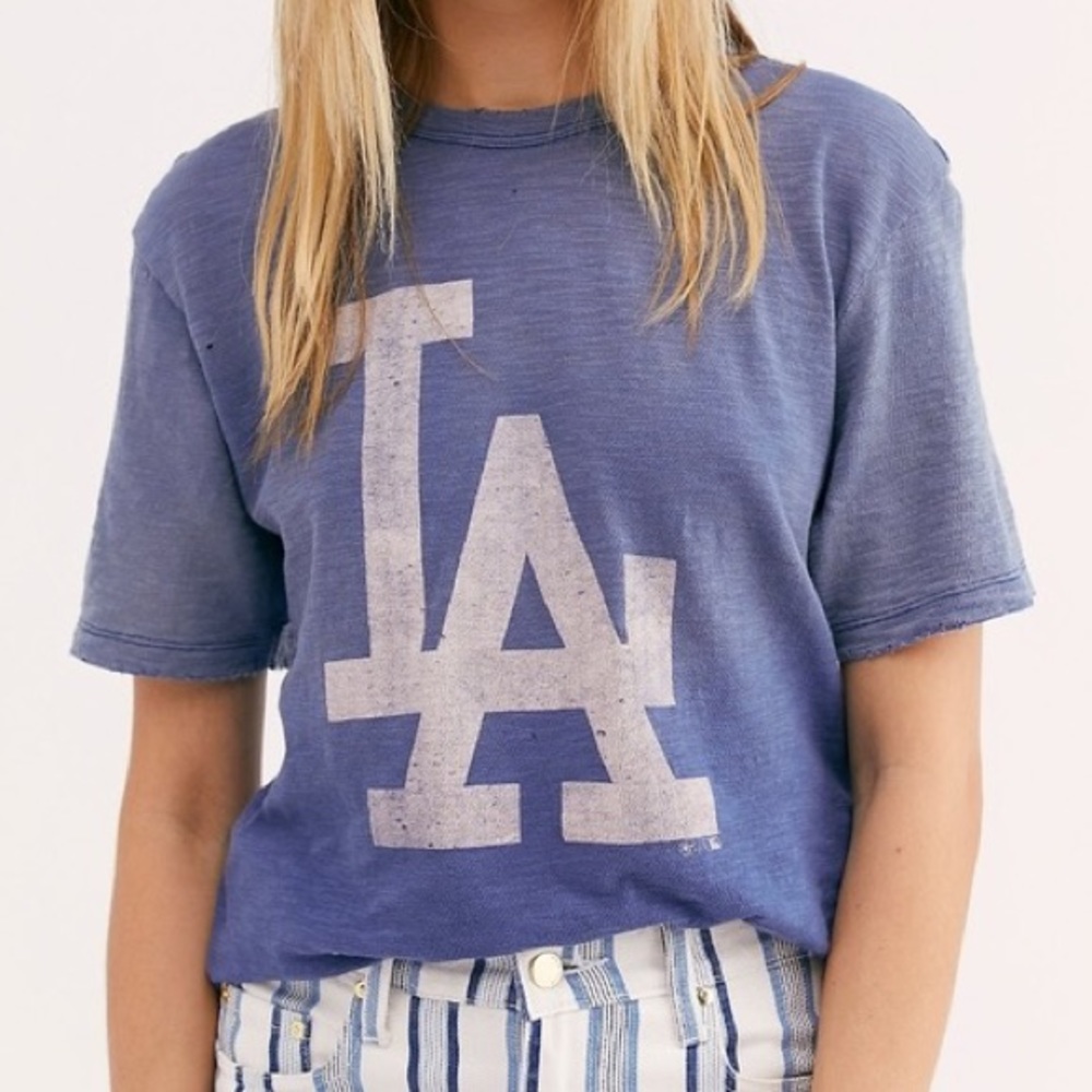 Free People Distressed LA Dodgers T-Shirt
